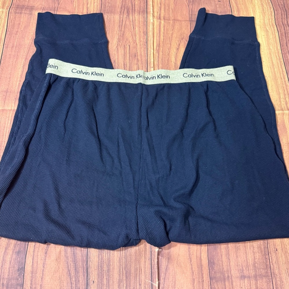 Men’s Size XL Calvin Klein Navy Waffle Knit Thermal Loungewear Joggers - Picture 9 of 13